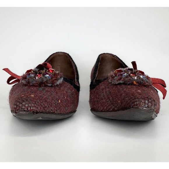 Vintage Prada 36.5 Burgundy Tweed Leather Kitten Heels - Picture 5 of 10